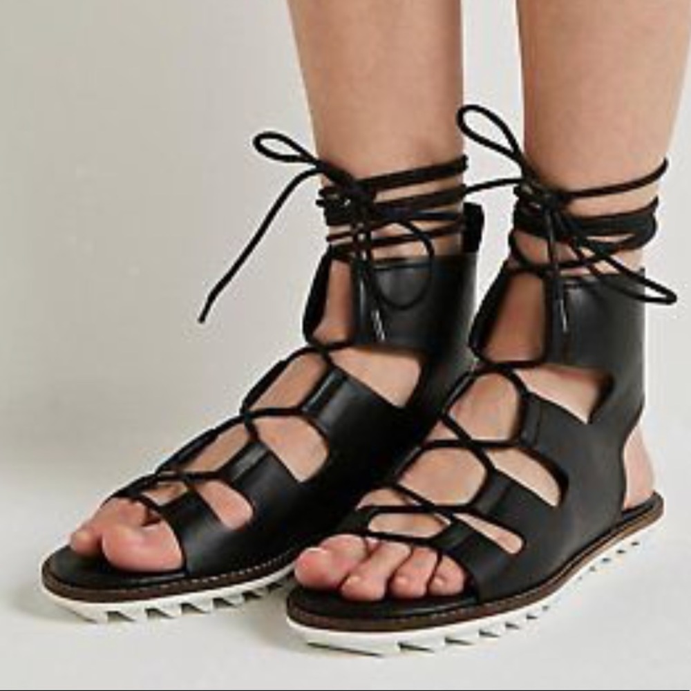 F21 Faux Leather Lace up Sandals
